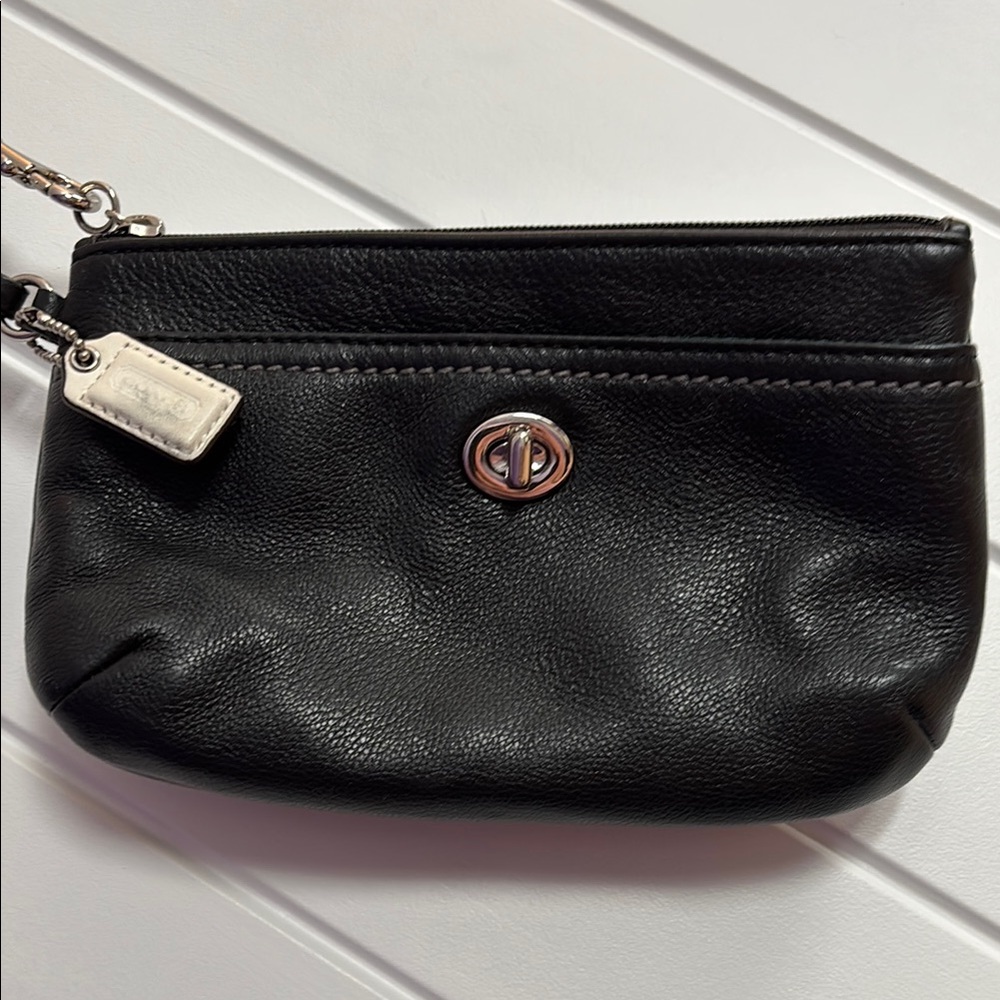 Black Coach Leather Wristlet